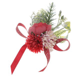Maxbell Wrist Corsage Bracelet Silk Rose Hand Artificial Flowers for Ceremony Prom Red