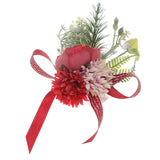 Maxbell Wrist Corsage Bracelet Silk Rose Hand Artificial Flowers for Ceremony Prom Red