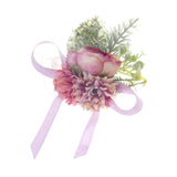 Maxbell Wrist Corsage Bracelet Silk Rose Hand Artificial Flowers for Ceremony Prom Purple