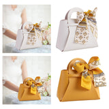 Maxbell Portable Favour Bag PU Leather with Handles for Present Wrap Easter Birthday Yellow