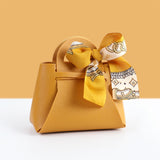 Maxbell Portable Favour Bag PU Leather with Handles for Present Wrap Easter Birthday Yellow