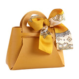 Maxbell Portable Favour Bag PU Leather with Handles for Present Wrap Easter Birthday Yellow