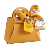 Maxbell Portable Favour Bag PU Leather with Handles for Present Wrap Easter Birthday Yellow