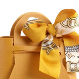 Maxbell Portable Favour Bag PU Leather with Handles for Present Wrap Easter Birthday Yellow