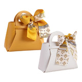 Maxbell Portable Favour Bag PU Leather with Handles for Present Wrap Easter Birthday Yellow