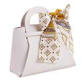 Maxbell Portable Favour Bag PU Leather with Handles for Present Wrap Easter Birthday White