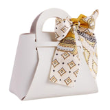 Maxbell Portable Favour Bag PU Leather with Handles for Present Wrap Easter Birthday White