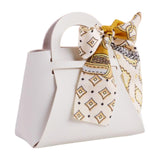 Maxbell Portable Favour Bag PU Leather with Handles for Present Wrap Easter Birthday White