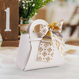 Maxbell Portable Favour Bag PU Leather with Handles for Present Wrap Easter Birthday White