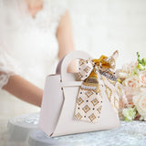Maxbell Portable Favour Bag PU Leather with Handles for Present Wrap Easter Birthday White