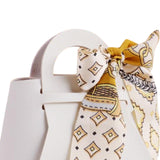 Maxbell Portable Favour Bag PU Leather with Handles for Present Wrap Easter Birthday White