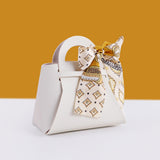 Maxbell Portable Favour Bag PU Leather with Handles for Present Wrap Easter Birthday White