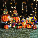 Maxbell Light up Halloween Foam Pumpkin Lantern Decorative for House Tabletop Porch style D