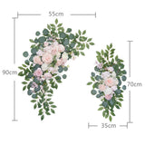 Maxbell 2x Artificial Floral Swag Door Wreath Home Rose Backdrop Wedding Arch Flower