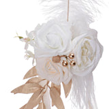 Maxbell Chair Back Flower Aisle Bench Floral with Ribbons for Wedding Ceremony Party Pink