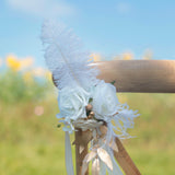 Maxbell Chair Back Flower Aisle Bench Floral with Ribbons for Wedding Ceremony Party Pink