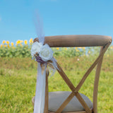 Maxbell Chair Back Flower Aisle Bench Floral with Ribbons for Wedding Ceremony Party Pink