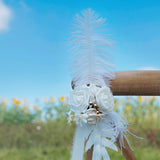 Maxbell Chair Back Flower Aisle Bench Floral with Ribbons for Wedding Ceremony Party Pink