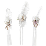 Maxbell Chair Back Flower Aisle Bench Floral with Ribbons for Wedding Ceremony Party Pink