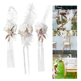 Maxbell Chair Back Flower Aisle Bench Floral with Ribbons for Wedding Ceremony Party Pink