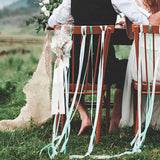 Maxbell Chair Back Flower Aisle Bench Floral with Ribbons for Wedding Ceremony Party Pink