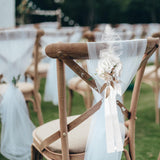 Maxbell Chair Back Flower Aisle Bench Floral with Ribbons for Wedding Ceremony Party Pink