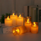 Maxbell 3 Pieces Flickering Flameless Candles for Centerpiece Home Party Brown