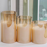 Maxbell 3 Pieces Flickering Flameless Candles for Centerpiece Home Party Brown