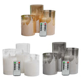 Maxbell 3 Pieces Flickering Flameless Candles for Centerpiece Home Party Brown