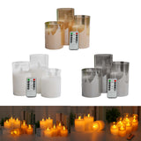 Maxbell 3 Pieces Flickering Flameless Candles for Centerpiece Home Party Brown