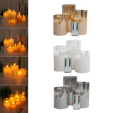 Maxbell 3 Pieces Flickering Flameless Candles for Centerpiece Home Party Brown