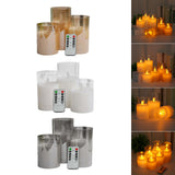Maxbell 3 Pieces Flickering Flameless Candles for Centerpiece Home Party Brown
