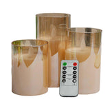 Maxbell 3 Pieces Flickering Flameless Candles for Centerpiece Home Party Brown