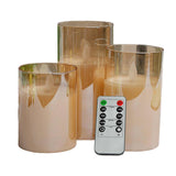 Maxbell 3 Pieces Flickering Flameless Candles for Centerpiece Home Party Brown