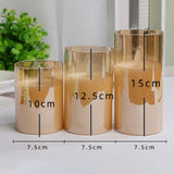 Maxbell 3 Pieces Flickering Flameless Candles for Centerpiece Home Party Brown