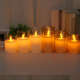 Maxbell 3 Pieces Flickering Flameless Candles for Centerpiece Home Party Brown