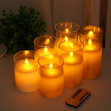 Maxbell 3 Pieces Flickering Flameless Candles for Centerpiece Home Party Clear