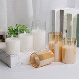 Maxbell 3 Pieces Flickering Flameless Candles for Centerpiece Home Party Clear