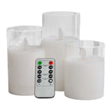 Maxbell 3 Pieces Flickering Flameless Candles for Centerpiece Home Party Clear