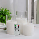 Maxbell 3 Pieces Flickering Flameless Candles for Centerpiece Home Party Clear