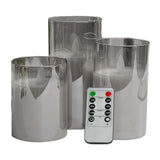 Maxbell 3 Pieces Flickering Flameless Candles for Centerpiece Home Party Gray