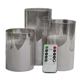 Maxbell 3 Pieces Flickering Flameless Candles for Centerpiece Home Party Gray