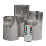 Maxbell 3 Pieces Flickering Flameless Candles for Centerpiece Home Party Gray
