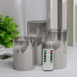 Maxbell 3 Pieces Flickering Flameless Candles for Centerpiece Home Party Gray