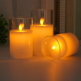 Maxbell 3 Pieces Flickering Flameless Candles for Centerpiece Home Party Gray