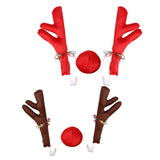 Maxbell 3Pcs Xmas Car Antlers Decoration front Grille for Truck Auto Red