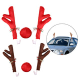 Maxbell 3Pcs Xmas Car Antlers Decoration front Grille for Truck Auto Red