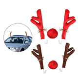 Maxbell 3Pcs Xmas Car Antlers Decoration front Grille for Truck Auto Red