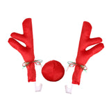 Maxbell 3Pcs Xmas Car Antlers Decoration front Grille for Truck Auto Red