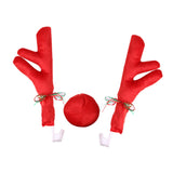 Maxbell 3Pcs Xmas Car Antlers Decoration front Grille for Truck Auto Red